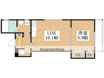 クリエオーレ照ヶ丘1(1LDK/3階)の間取り写真