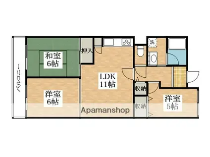 松原小川園ローレルコート(3LDK/4階)の間取り写真