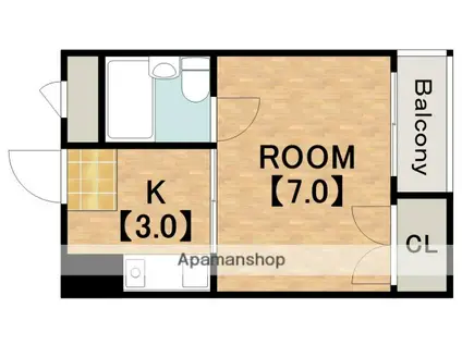 リアライズ湯里(1K/4階)の間取り写真