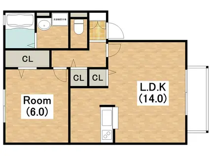 エクセル平野(1LDK/1階)の間取り写真