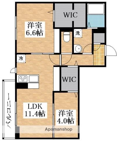 コンフォート瓜破(2LDK/3階)の間取り写真