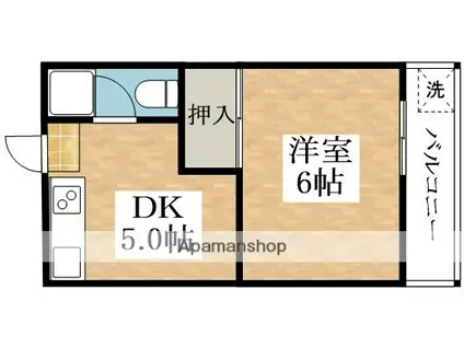 コーポ青木(ワンルーム/5階)の間取り写真