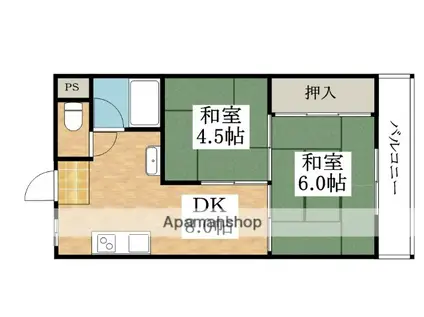 川崎ハイツ(2DK/3階)の間取り写真