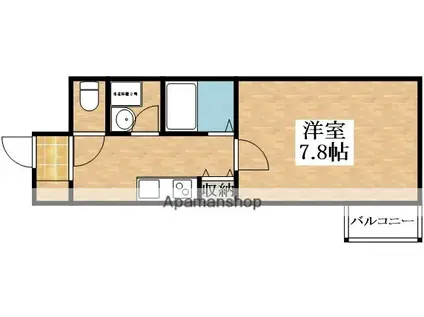 グローハイツ針中野(1K/1階)の間取り写真