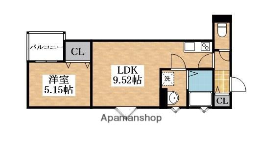 クリエオーレ東住吉Ⅰ(1LDK/1階)の間取り写真