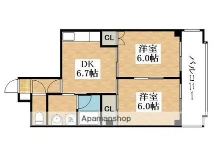 ミタカホーム8番館(2DK/5階)の間取り写真