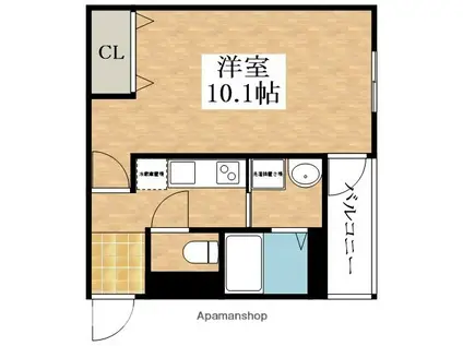 フジパレス西今川ウエスト(1K/1階)の間取り写真