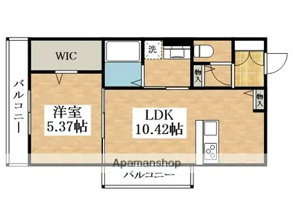 SINFARIAYUZATO B棟(1LDK/2階)の間取り写真