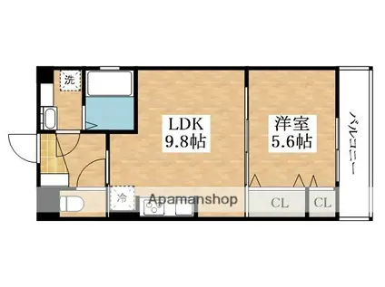 ハーティソフィア(1LDK/2階)の間取り写真