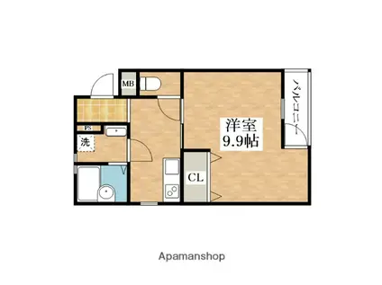 クローバーハイツ鷹合(1K/1階)の間取り写真