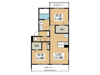 プラムツリー イースト(2LDK/2階)の間取り写真