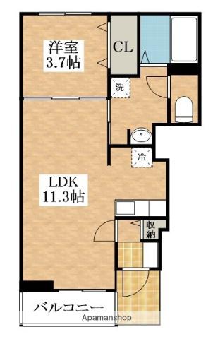 メゾン ソレイユ(1LDK/1階)の間取り写真