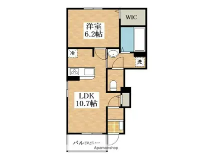 プログレス3(1LDK/1階)の間取り写真