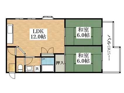 新栄プロパティー恵我之荘(2LDK/3階)の間取り写真