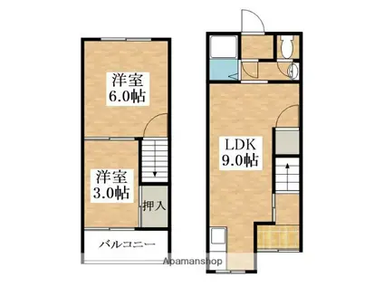 高見の里6丁目テラスハウス(2LDK)の間取り写真