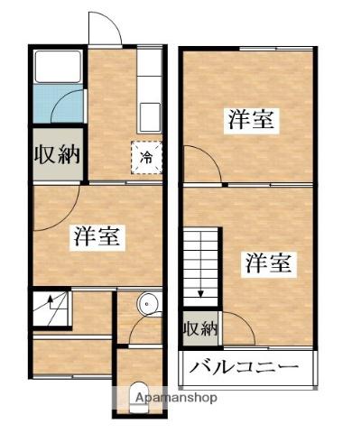 岡5丁目貸家 左(3K)の間取り写真