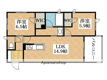 アリビオ田辺(2LDK/4階)の間取り写真