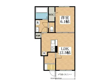 ヴェルノア(1LDK/1階)の間取り写真