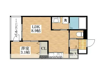 グローハイツ喜連サウス(1LDK/1階)の間取り写真