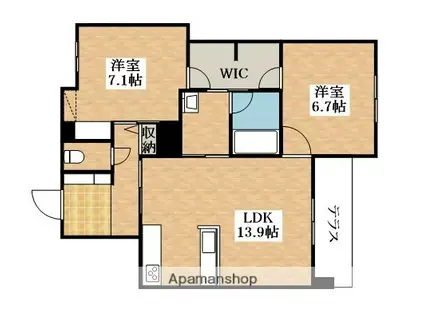シャーメゾン北田辺(2LDK/1階)の間取り写真