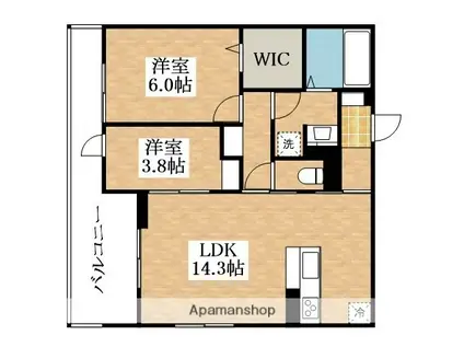 D-ROOM瓜破ノース(2LDK/2階)の間取り写真