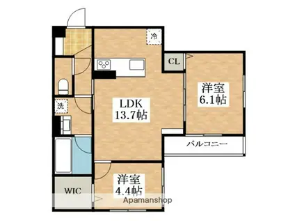 クレスト平野南(2LDK/2階)の間取り写真