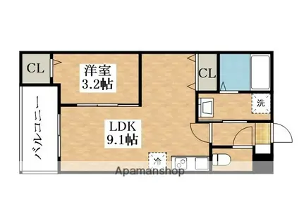 ジーメゾンリオ松原(1LDK/2階)の間取り写真