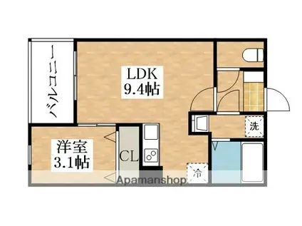 ジーメゾンリオ松原(1LDK/2階)の間取り写真