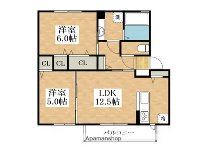 FORTUNE GARDEN(2LDK/2階)の間取り写真