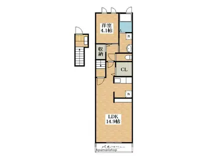 関西本線 平野駅(JR) 徒歩5分 2階建 築12年(1LDK/2階)の間取り写真