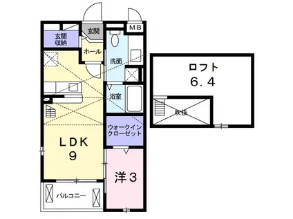 ア・ラ・モード下島(1LDK/2階)の間取り写真