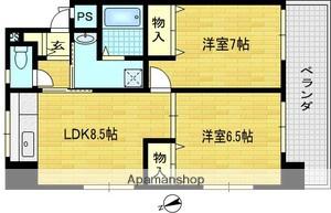 フルリールトウラ(2LDK/5階)の間取り写真