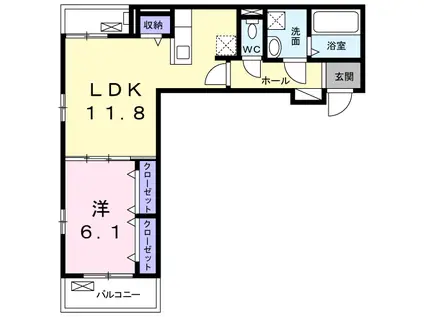 ロン・ボヌール 弁天池公園 Ⅰ(1LDK/3階)の間取り写真