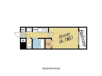 プレサンス城北公園アクアージュ(1K/3階)の間取り写真