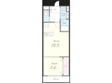 グランパシフィック大経大北(1LDK/2階)の間取り写真