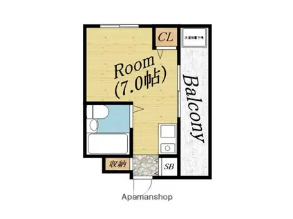 ジュネス大宮Ⅱ(ワンルーム/3階)の間取り写真