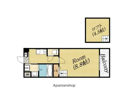 スリーブランチ(1K/3階)の間取り写真