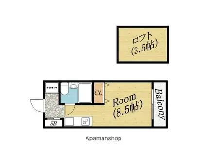 ヴィラリエゾン(ワンルーム/3階)の間取り写真