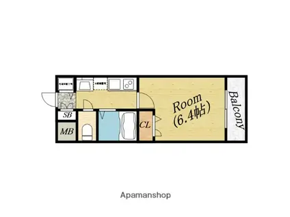 プレサンス城北公園アクアージュ(1K/6階)の間取り写真