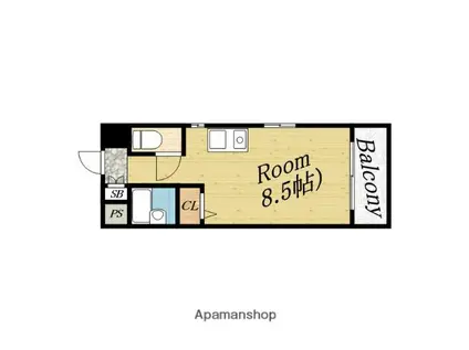 アロンディール中宮(ワンルーム/3階)の間取り写真