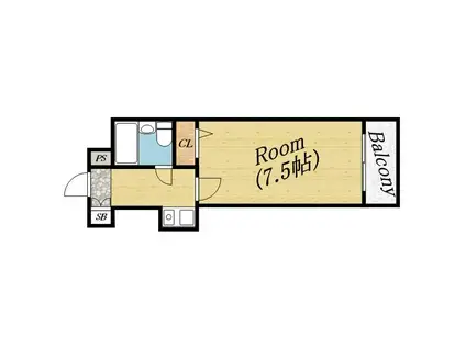 プリンスコート(1K/6階)の間取り写真