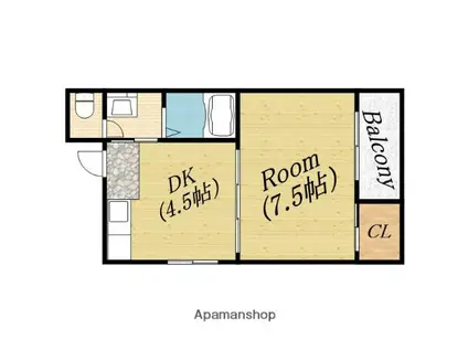 プチメゾンアオバ(1DK/2階)の間取り写真