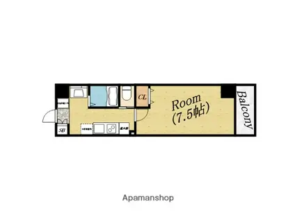 みおつくし今市(1K/7階)の間取り写真