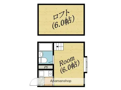 サンロイヤル(ワンルーム/2階)の間取り写真