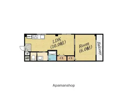 ロイヤルハイム八芳園(1LDK/1階)の間取り写真