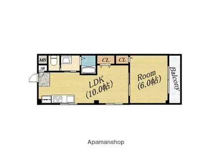 ロイヤルハイム八芳園(1LDK/3階)の間取り写真