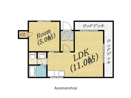 パームガーデン城北(1LDK/1階)の間取り写真