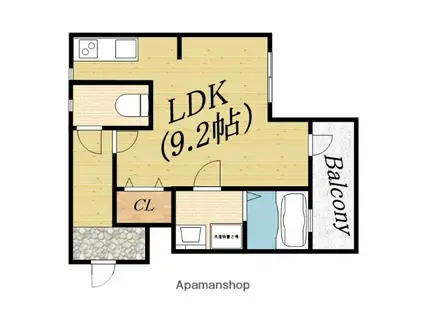 アクアカデーレ大宮(1K/2階)の間取り写真