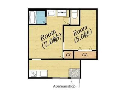 大阪メトロ谷町線 千林大宮駅 徒歩8分 3階建 築53年(2K/1階)の間取り写真