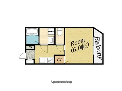 リバーヴィレッジ今市(1K/3階)の間取り写真